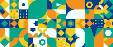 Renkli renkli vektör düz tasarım geometrik mozaik bayraklar Minimalist modern grafik tasarım unsuru mozaik stil konsepti afiş, el ilanı, kart veya broşür kapağı