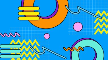 1970 'lerin hippi tarzında Retro modaya uygun arka plan tasarımlı renkli nostaljik vektör geçmişi. Vektör illüstrasyonu