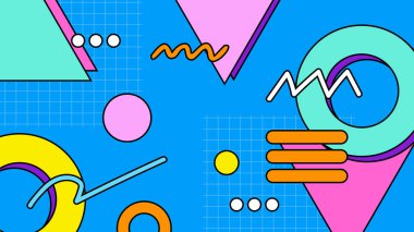 1970 'lerin hippi tarzında renkli renkli vektör düz nostaljik geçmişe dönük modaya uygun arka plan tasarımı. Vektör illüstrasyonu