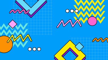 90 'ların nostaljik nostaljik nostaljik arka planının renkli renkli vektörü 1970' lerin hippi tarzında modaya uygun arka plan tasarımı. Vektör illüstrasyonu