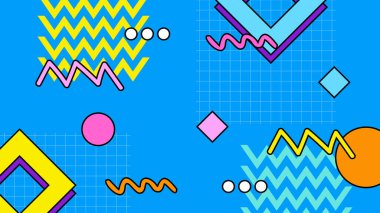 1970 'lerin hippi tarzında renkli renkli vektör düz nostaljik geçmişe dönük modaya uygun arka plan tasarımı. Vektör illüstrasyonu