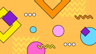 90 'ların nostaljik nostaljik nostaljik arka planının renkli renkli vektörü 1970' lerin hippi tarzında modaya uygun arka plan tasarımı. Vektör illüstrasyonu