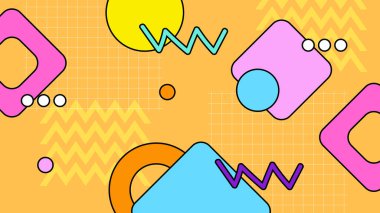 Renkli renkli vektör nostaljik geçmişe dönük 90 'ların modaya uygun arka plan tasarımı 1970' lerin hippi tarzında. Vektör illüstrasyonu