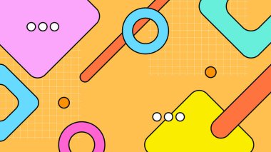 1970 'lerin hippi tarzında renkli renkli vektör düz nostaljik geçmişe dönük modaya uygun arka plan tasarımı. Vektör illüstrasyonu