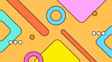 1970 'lerin hippi tarzında renkli vektör retro arka planı 90' ların modaya uygun modaya uygun arka plan tasarımı. Vektör illüstrasyonu