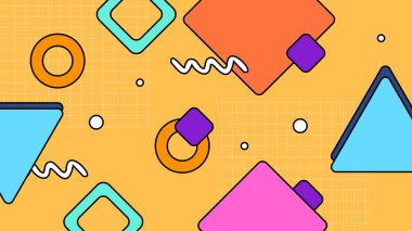 1970 'lerin hippi tarzında renkli renkli geçmişe dönük 90' ların modası modaya uygun arka plan tasarımı. Vektör illüstrasyonu