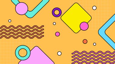 1970 'lerin hippi tarzında renkli vektör retro arka planı 90' ların modaya uygun modaya uygun arka plan tasarımı. Vektör illüstrasyonu