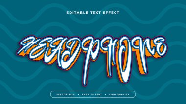 Yeşil beyaz ve turuncu kulaklık 3d düzenlenebilir metin efekti - yazı tipi biçimi