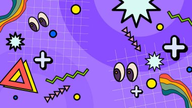 Renkli, renkli, nostaljik arka plan şekilli bir vektör. Retro, hippi, trippy, vintage, retro, business, party, festival, old poster ve çağdaş konuşmalar için uygun.