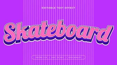 Pembe mavi ve mor kaykay 3d düzenlenebilir metin efekti - yazı tipi