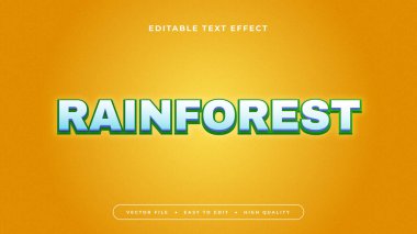 Beyaz mavi ve sarı yağmur ormanı 3d düzenlenebilir metin efekti - yazı tipi biçimi