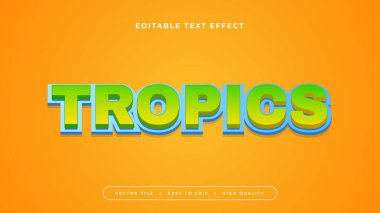 Yeşil mavi ve turuncu tropik 3d düzenlenebilir metin efekti - yazı tipi biçimi