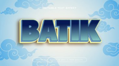 Mavi sarı ve beyaz batik 3d düzenlenebilir metin efekti - yazı tipi biçimi