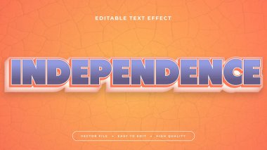 Turuncu ve mor menekşe bağımsızlık 3d düzenlenebilir metin efekti - yazı tipi biçimi