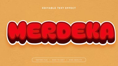 Turuncu kırmızı ve beyaz merdeka 3d düzenlenebilir metin efekti - yazı tipi