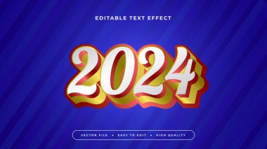 Mavi altın ve kırmızı 2024 3d düzenlenebilir metin efekti - yazı tipi