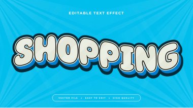Mavi alışveriş 3d düzenlenebilir metin efekti - yazı tipi