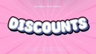 Pembe mavi ve beyaz indirimler 3d düzenlenebilir metin efekti - yazı tipi biçimi