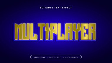 Mavi ve sarı çoklu oyuncu 3d düzenlenebilir metin efekti - yazı tipi biçimi