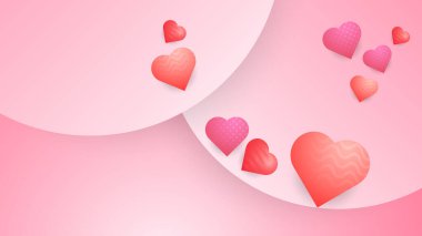 Kırmızı ve pembe vektör kalp ve aşk geçmişi. Poster, el ilanı, tebrik kartı, web sitesi başlığı için Sevgililer Günü afişi.