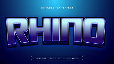 Mavi gergedan 3d düzenlenebilir metin efekti - yazı tipi