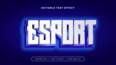 Mavi ve beyaz esport 3d düzenlenebilir metin efekti - yazı tipi biçimi