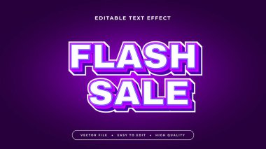 Mor menekşe ve beyaz flash satış 3d düzenlenebilir metin efekti - yazı tipi biçimi