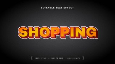 Turuncu kırmızı ve siyah alışveriş 3d düzenlenebilir metin efekti - yazı tipi