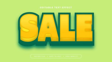 Yeşil ve sarı indirimli 3d değiştirilebilir metin efekti - yazı tipi biçimi