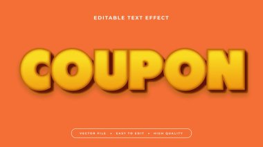 Turuncu ve sarı kupon 3d düzenlenebilir metin efekti - yazı tipi