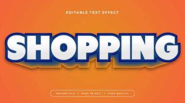 Turuncu mavi ve beyaz alışveriş 3d düzenlenebilir metin efekti - yazı tipi