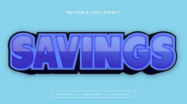 Mavi tasarruf 3d düzenlenebilir metin efekti - yazı tipi biçimi