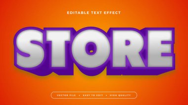 Turuncu mor menekşe ve gri gri mağaza 3d düzenlenebilir metin efekti - yazı tipi