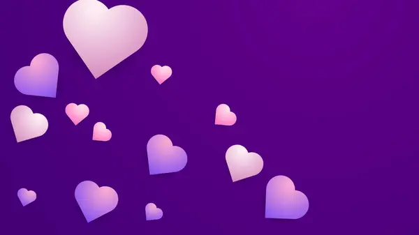 Pink Purple Violet Vector Realistic Heart Love Background Happy Valentine — Stock Vector