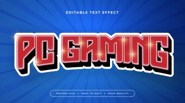 Mavi kırmızı ve beyaz PC oyun 3d düzenlenebilir metin efekti - yazı tipi