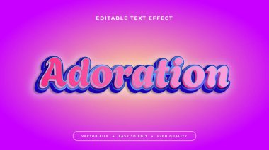 Mor menekşe pembe ve mavi tapma 3d düzenlenebilir metin efekti - yazı tipi