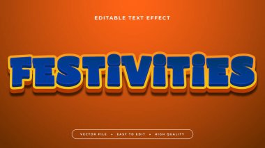 Kahverengi sarı ve mavi şenlikler 3D düzenlenebilir metin efekti - yazı tipi biçimi
