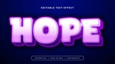 Mor menekşe ve beyaz umut 3d düzenlenebilir metin efekti - yazı tipi