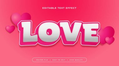 Beyaz ve pembe aşk 3D düzenlenebilir metin efekti - yazı tipi