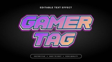 Siyah mor menekşe ve şeftali rengi oyun etiketi 3d düzenlenebilir metin efekti - yazı tipi. Esport metin efekti