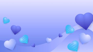 Gerçekçi kalp unsuruyla mavi vektör aşk arka planı. Poster, broşür, tebrik kartı, web sitesi başlığı için Valentine vektörü