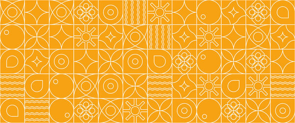 White and yellow vector flat mosaic banners with outline nature shapes