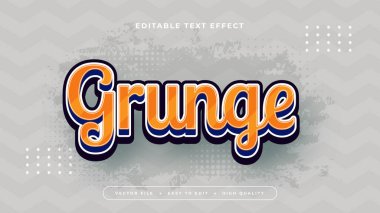 Turuncu mavi ve gri grunge 3d düzenlenebilir metin efekti - yazı tipi. Retro metin efekti