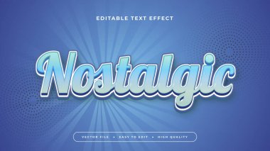 Mavi nostaljik 3d düzenlenebilir metin efekti - yazı tipi