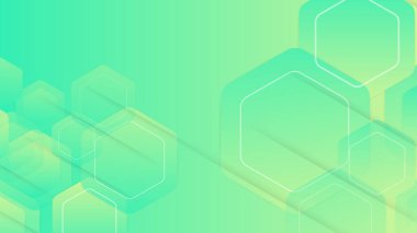 Yeşil ve beyaz vektör soyut minimalist gradyan geometrik şekiller arka plan. Broşür, afiş, kapak, poster için fütüristik kavram arka planına sahip modaya uygun geometrik soyut tasarım