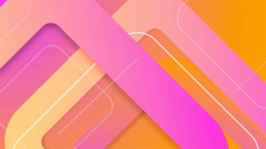 Pembe şeftali ve turuncu vektör gradyanı soyut minimalist geometrik şekil modern arkaplan. Broşür, afiş, kapak, poster için fütüristik kavram arka planına sahip modaya uygun geometrik soyut tasarım