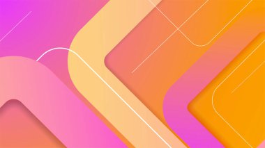 Pembe şeftali ve turuncu vektör gradyan soyut minimalist geometrik arkaplan tasarımı. Broşür, afiş, kapak, poster için fütüristik kavram arka planına sahip modaya uygun geometrik soyut tasarım