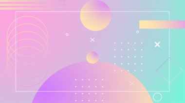 Renkli renkli vektör soyut minimalist gradyan geometrik şekiller arka plan. Broşür, afiş, kapak, poster için fütüristik kavram arka planına sahip modaya uygun geometrik soyut tasarım