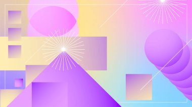 Renkli renkli vektör minimalist basit soyut geometrik gradyan arkaplan. Broşür, afiş, kapak, poster için fütüristik kavram arka planına sahip modaya uygun geometrik soyut tasarım