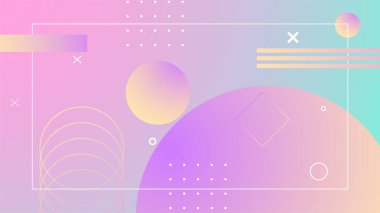 Renkli renk vektör gradyanı soyut minimalist geometrik arkaplan tasarımı. Broşür, afiş, kapak, poster için fütüristik kavram arka planına sahip modaya uygun geometrik soyut tasarım